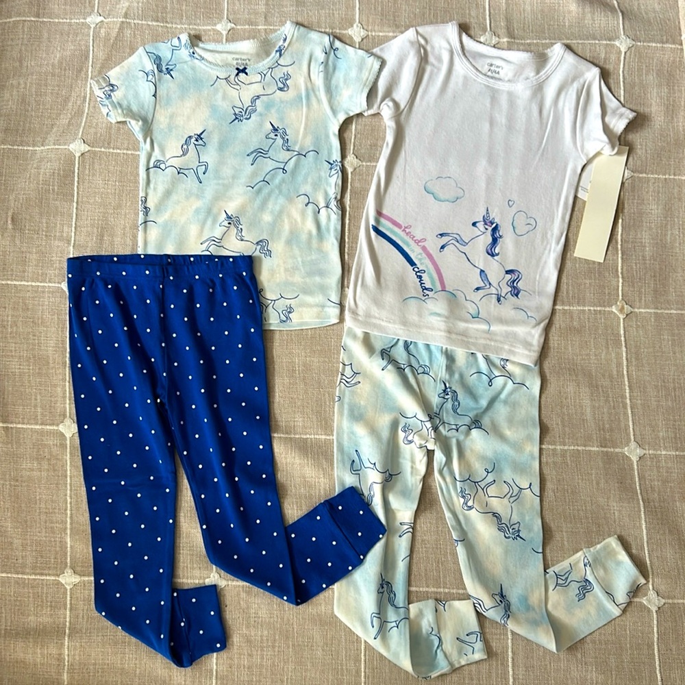 🦄 NWT Carter’s 4-Piece Cotton Pajama Set - Unicorns 🦄